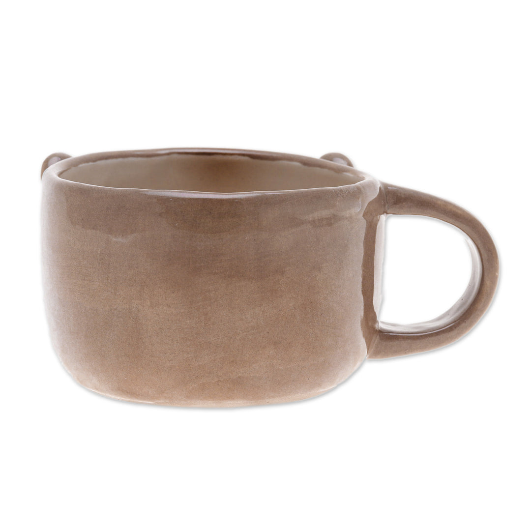 Thai Ceramic 6 oz Bear Cup with a Glossy Finish - Bear Elixir