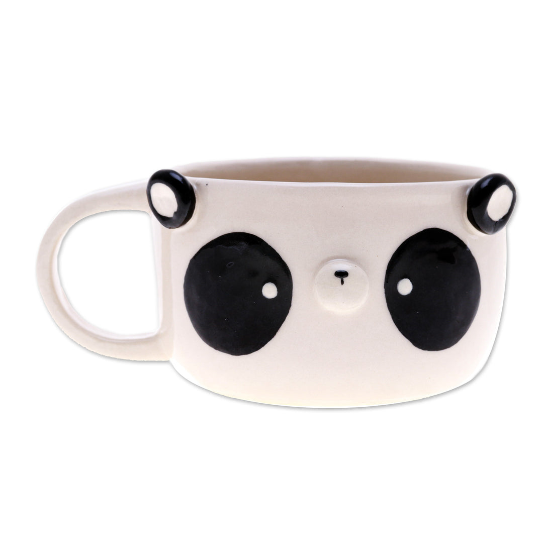 Hand Painted 6 oz Ceramic Panda Cup with a Glossy Finish - Panda Elixir