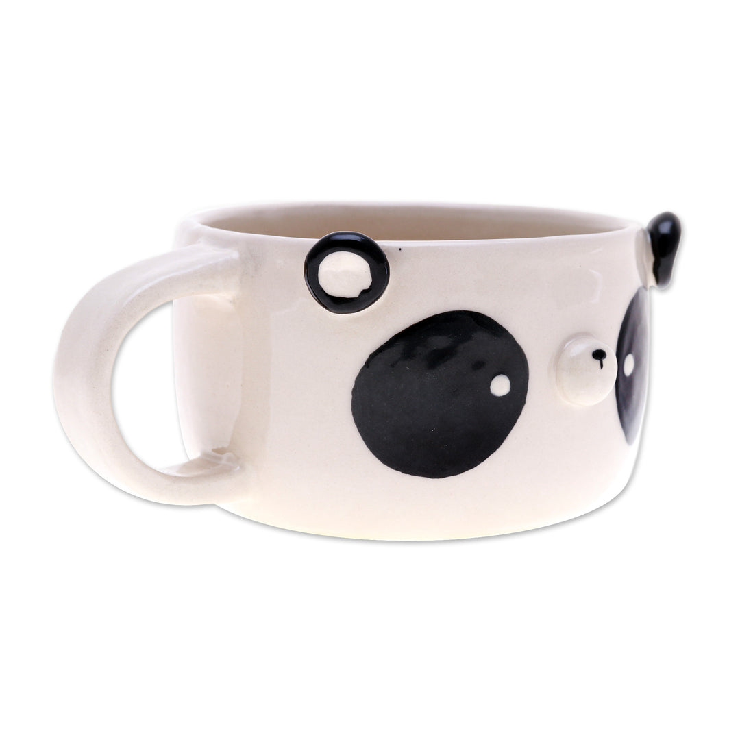 Hand Painted 6 oz Ceramic Panda Cup with a Glossy Finish - Panda Elixir