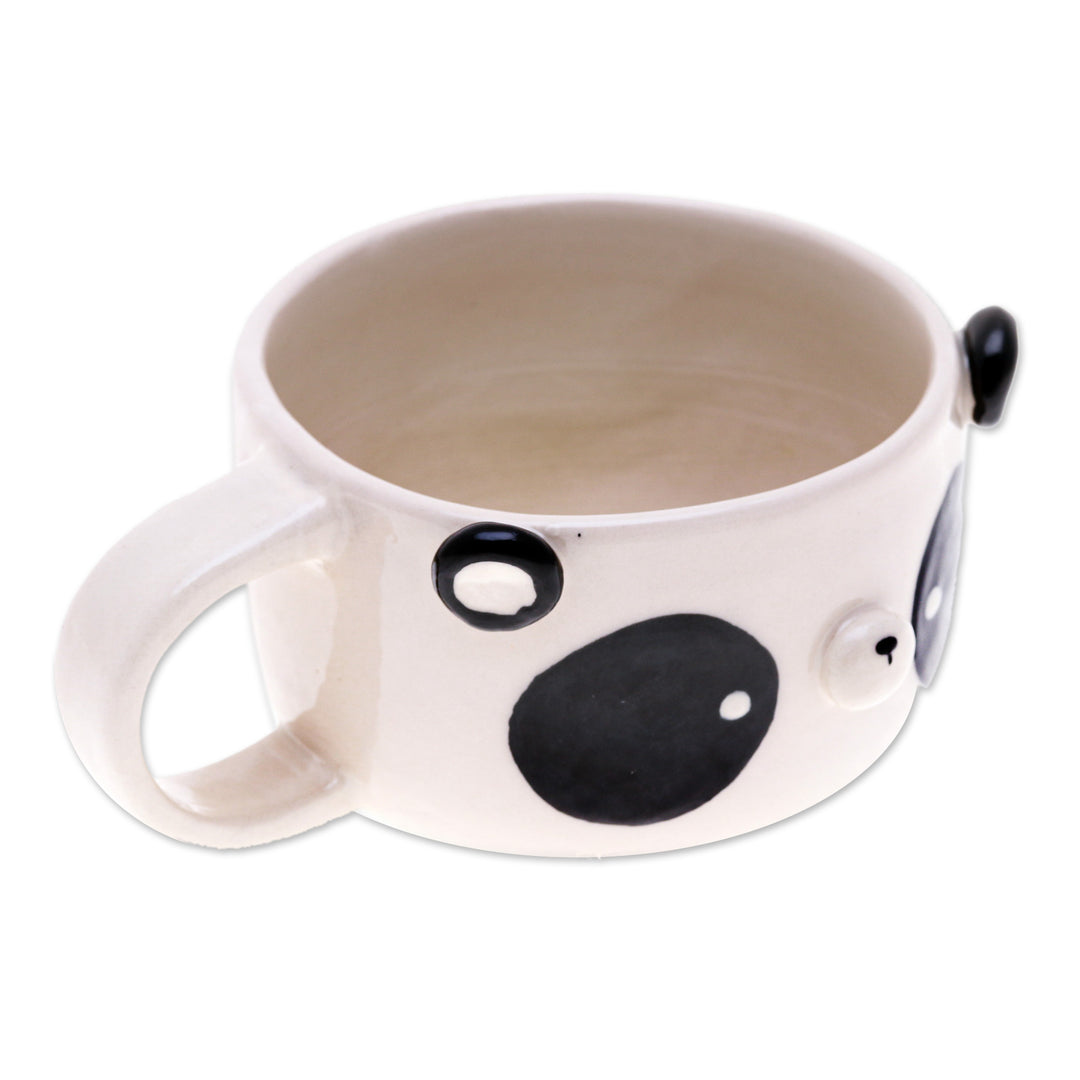 Hand Painted 6 oz Ceramic Panda Cup with a Glossy Finish - Panda Elixir