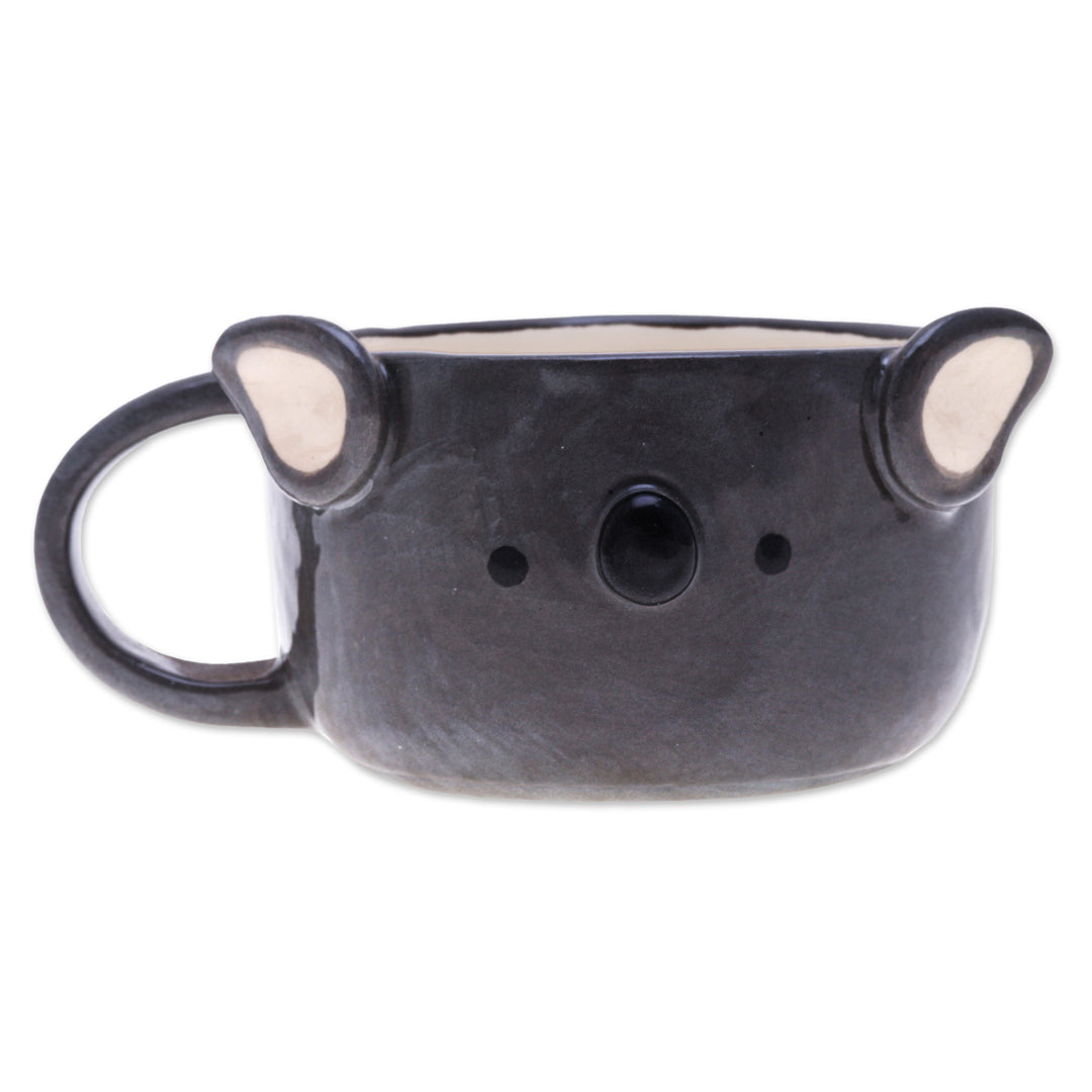 Handcrafted Thai Ceramic Koala Cup with a Glossy Finish - Koala Elixir
