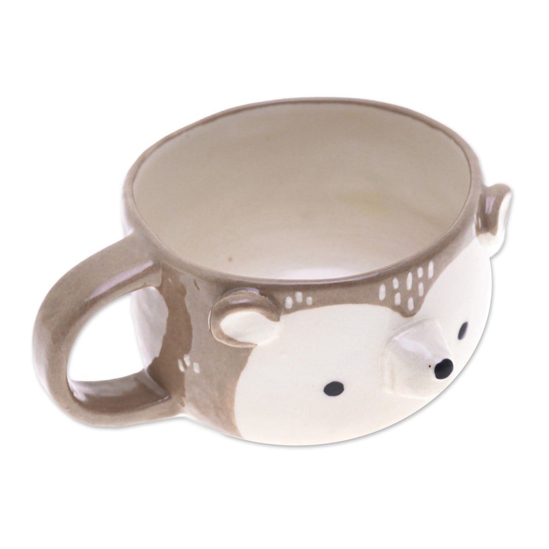 Handmade Ceramic Porcupine Cup with a Glossy Finish - Porcupine Elixir