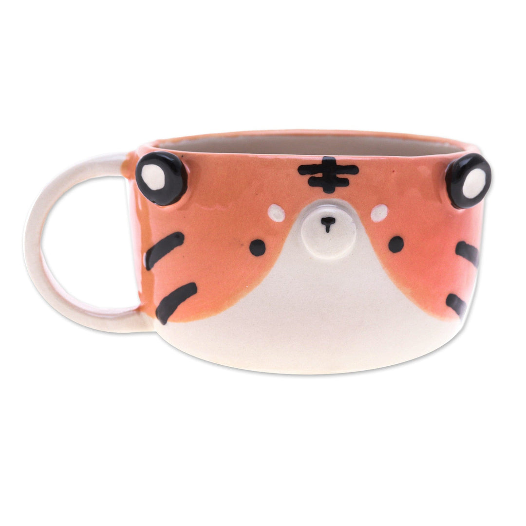 Fair Trade 6 oz Ceramic Tiger Cup with a Glossy Finish - Tiger Elixir