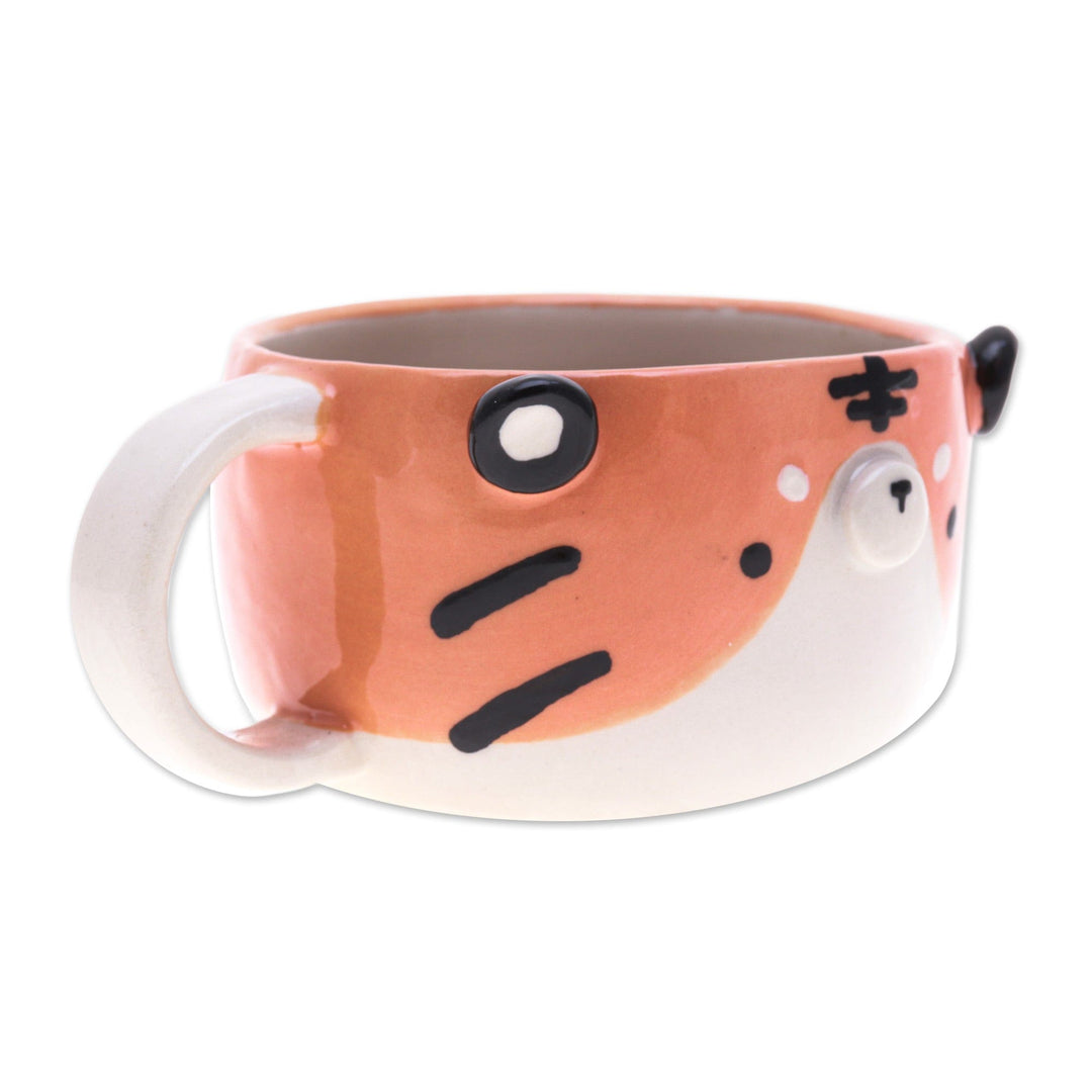 Fair Trade 6 oz Ceramic Tiger Cup with a Glossy Finish - Tiger Elixir