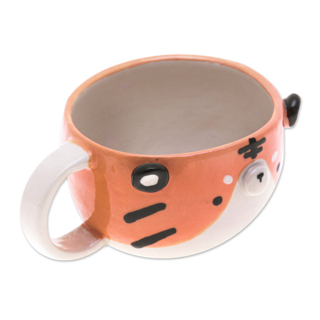 Fair Trade 6 oz Ceramic Tiger Cup with a Glossy Finish - Tiger Elixir