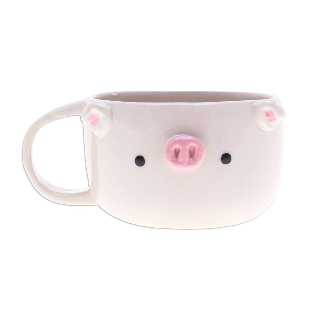 Hand Made 6 oz Ceramic Piglet Cup with a Glossy Finish - Piglet Elixir