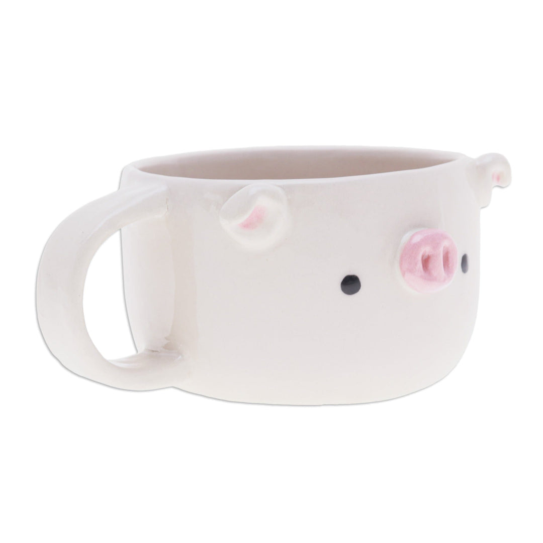 Hand Made 6 oz Ceramic Piglet Cup with a Glossy Finish - Piglet Elixir