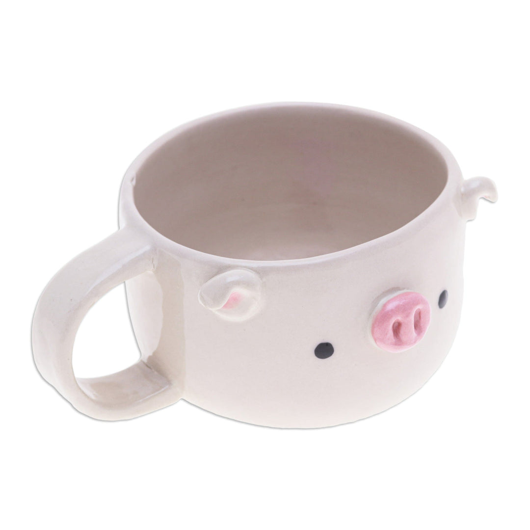 Hand Made 6 oz Ceramic Piglet Cup with a Glossy Finish - Piglet Elixir