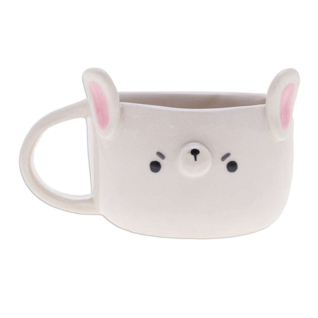 Whimsical 6 oz Ceramic Bunny Cup with a Glossy Finish - Bunny Elixir