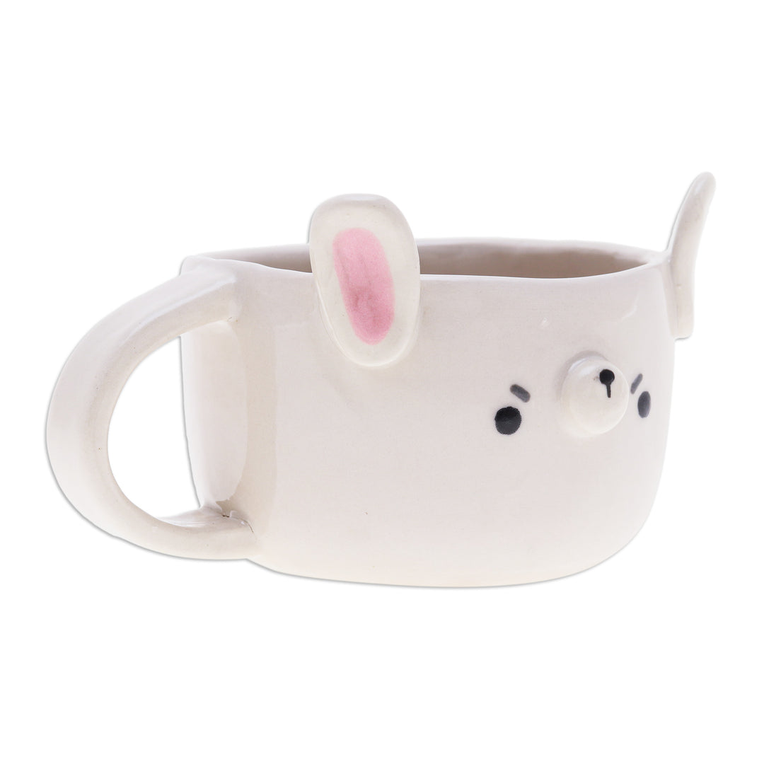 Whimsical 6 oz Ceramic Bunny Cup with a Glossy Finish - Bunny Elixir