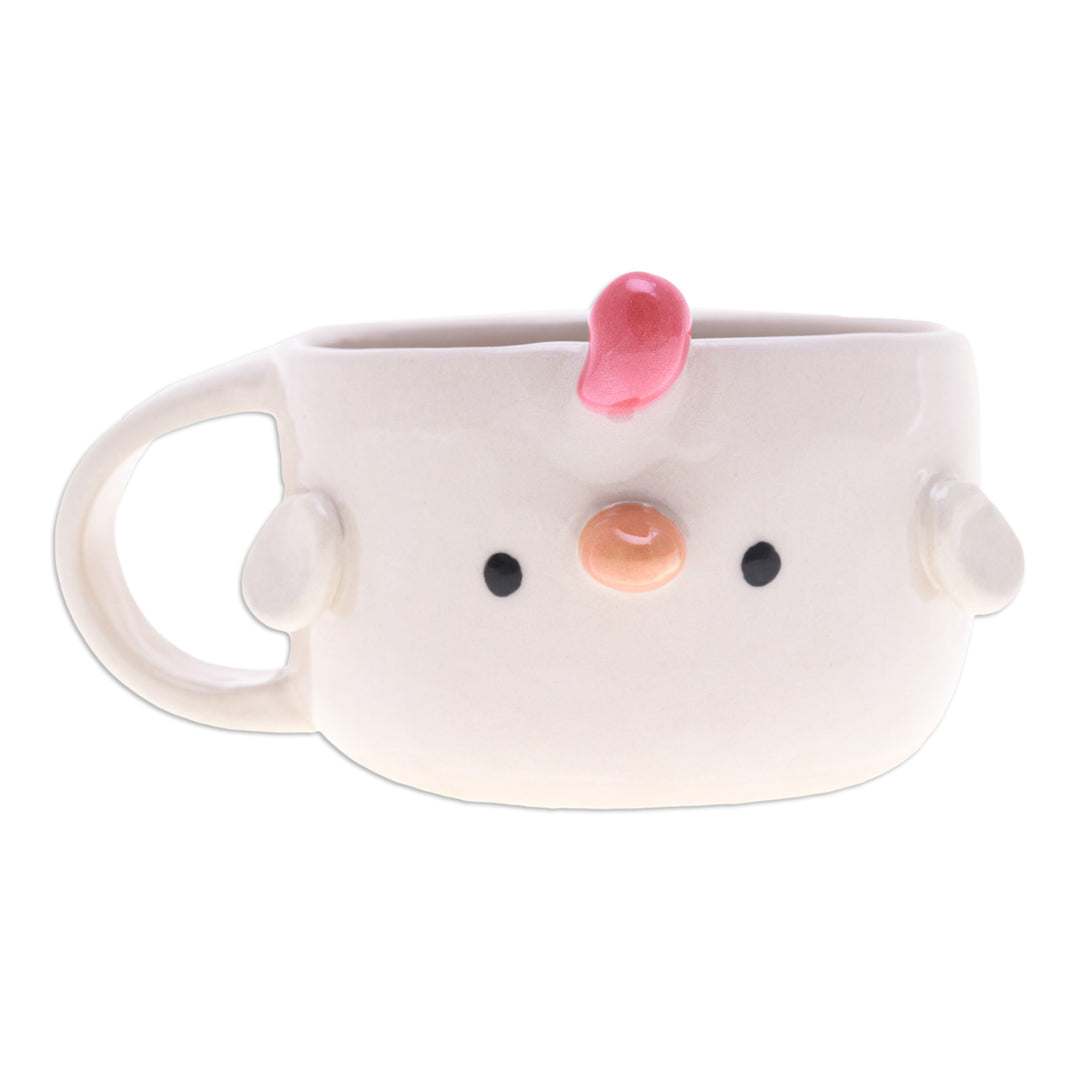 Handcrafted 6 oz Ceramic Chicken Cup with Glossy Finish - Chicken Elixir