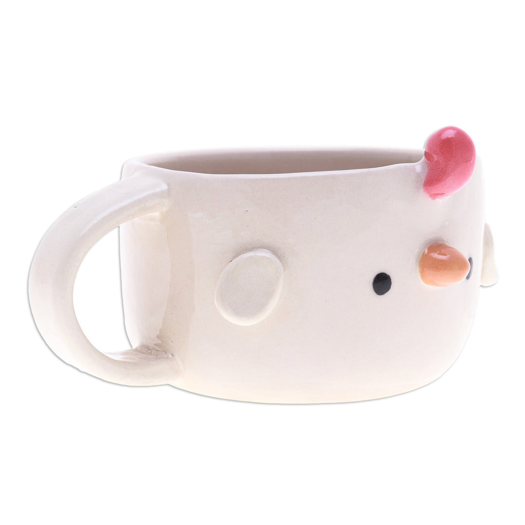 Handcrafted 6 oz Ceramic Chicken Cup with Glossy Finish - Chicken Elixir