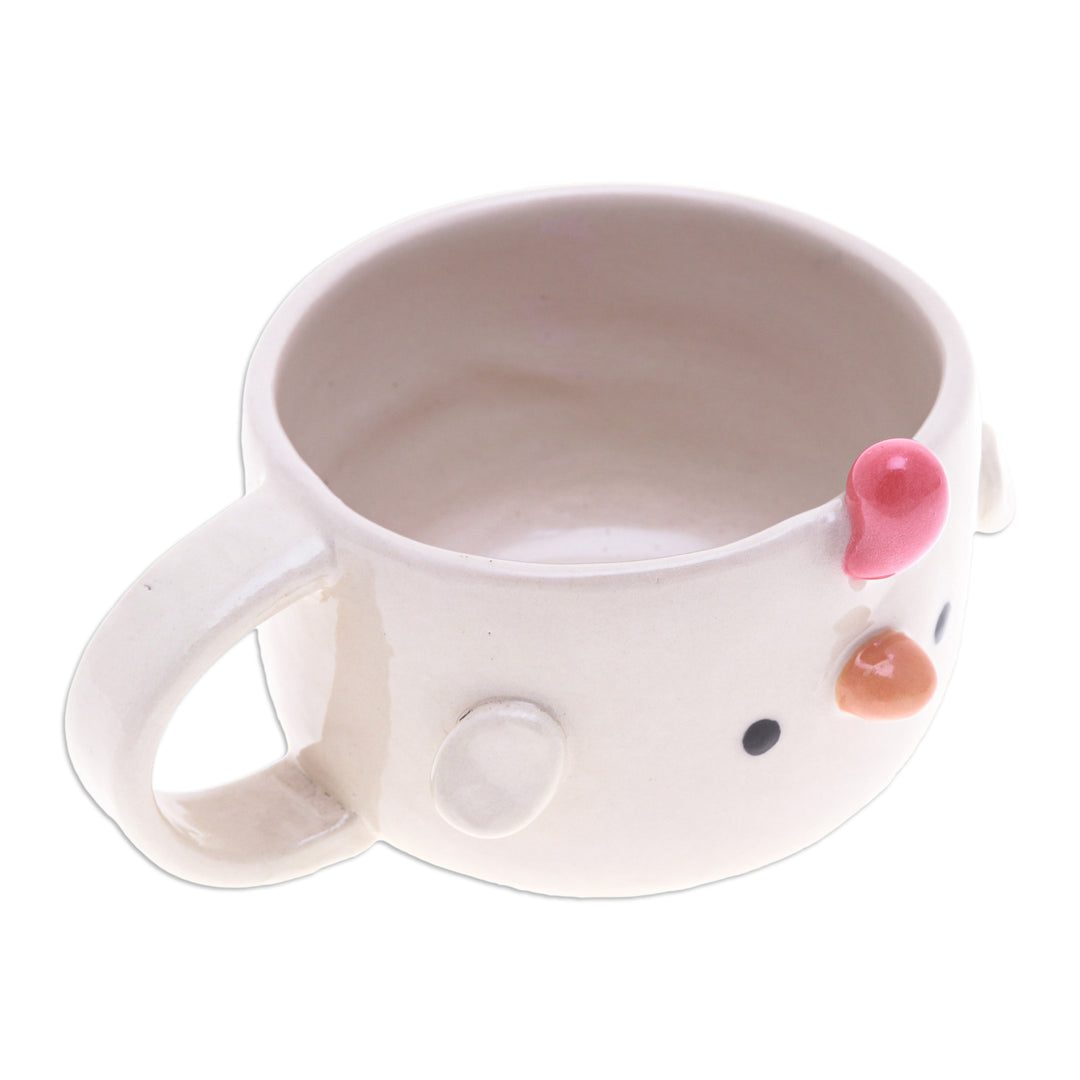 Handcrafted 6 oz Ceramic Chicken Cup with Glossy Finish - Chicken Elixir