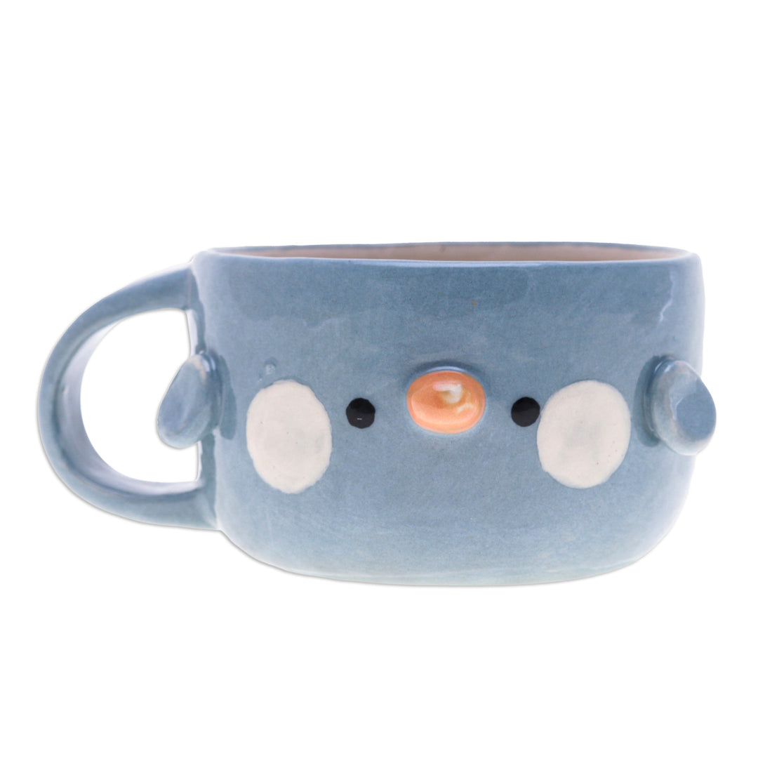 Whimsical Handcrafted Glossy-Finished Ceramic Bluebird Cup - Bluebird Elixir