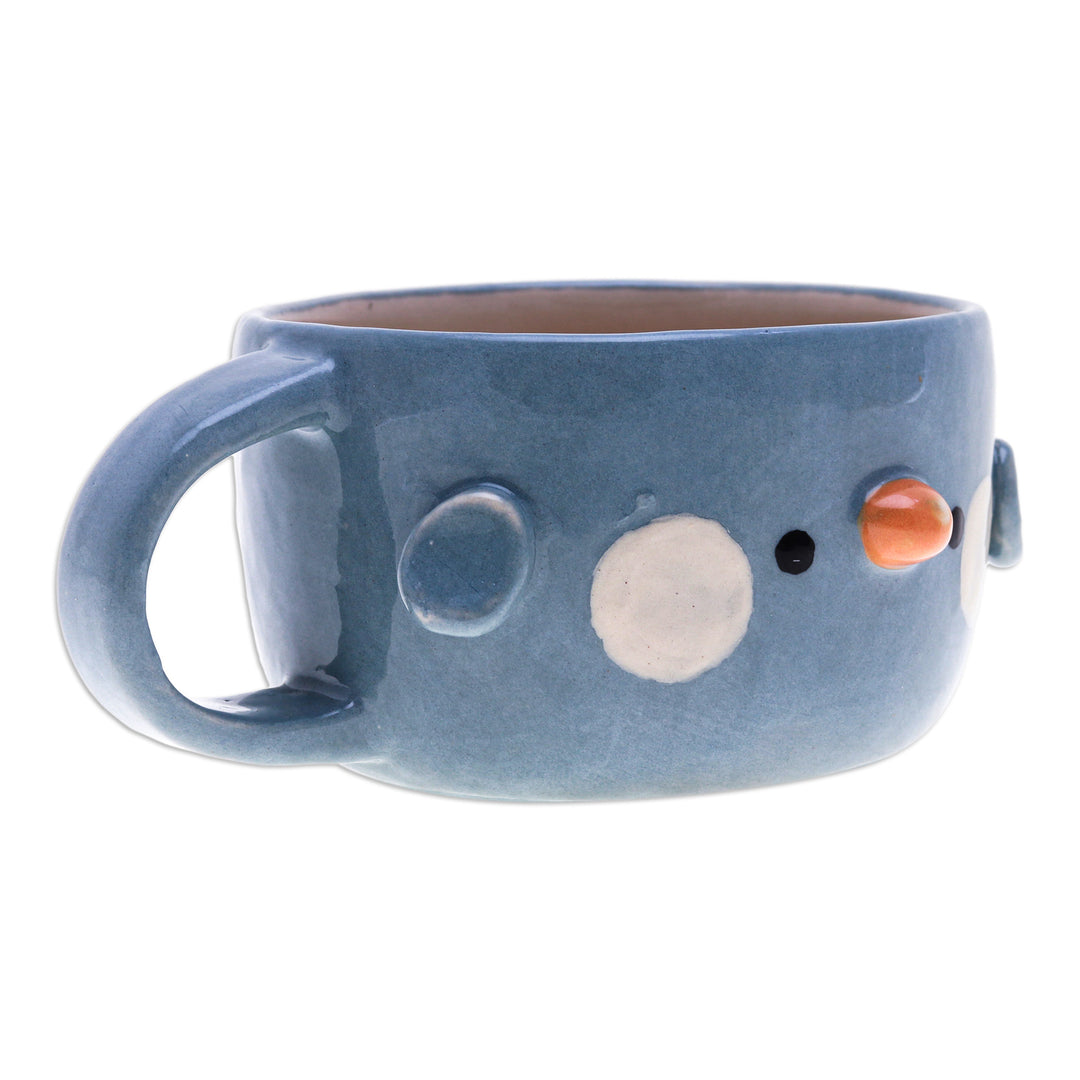 Whimsical Handcrafted Glossy-Finished Ceramic Bluebird Cup - Bluebird Elixir