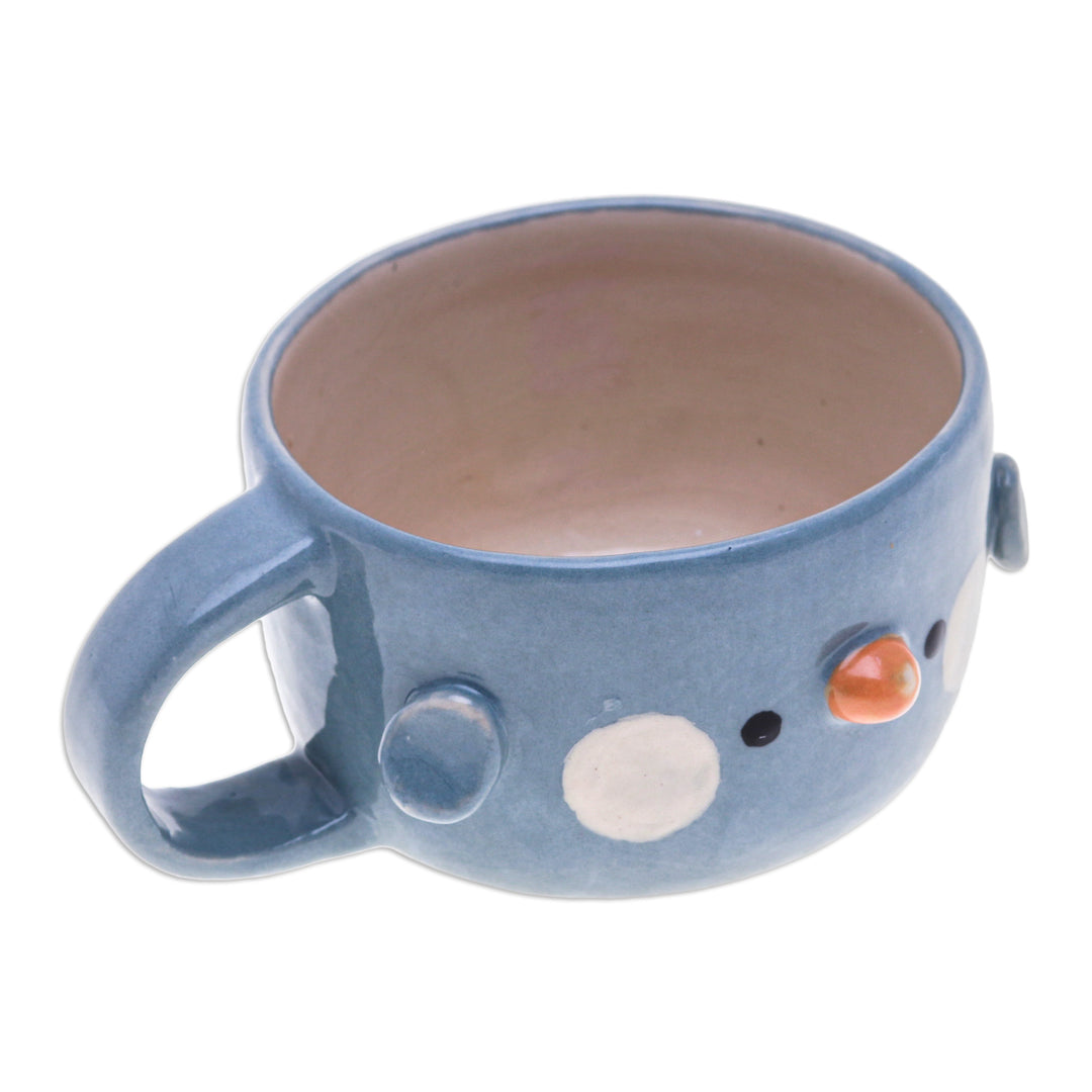 Whimsical Handcrafted Glossy-Finished Ceramic Bluebird Cup - Bluebird Elixir