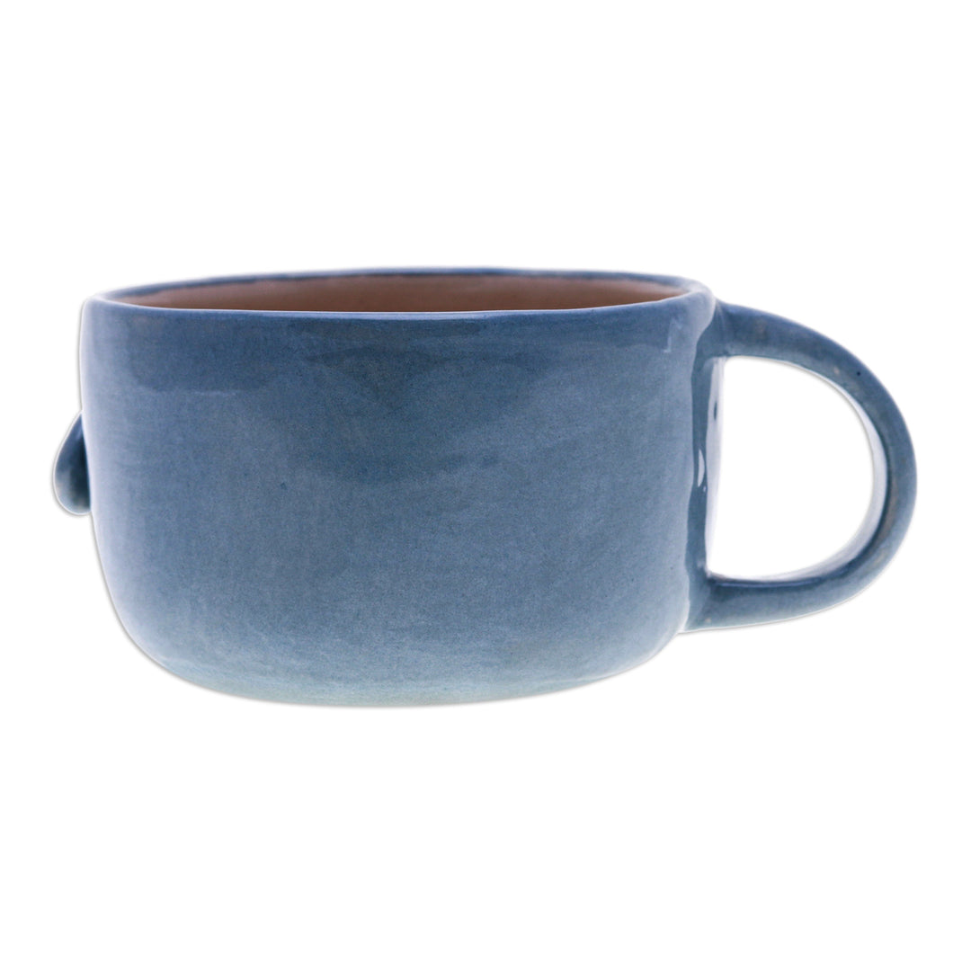 Whimsical Handcrafted Glossy-Finished Ceramic Bluebird Cup - Bluebird Elixir