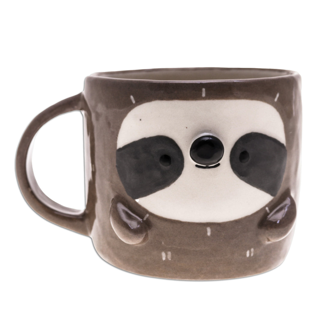 Handcrafted 9 oz Glossy-Finished Ceramic Sloth Mug - Sloth Morning