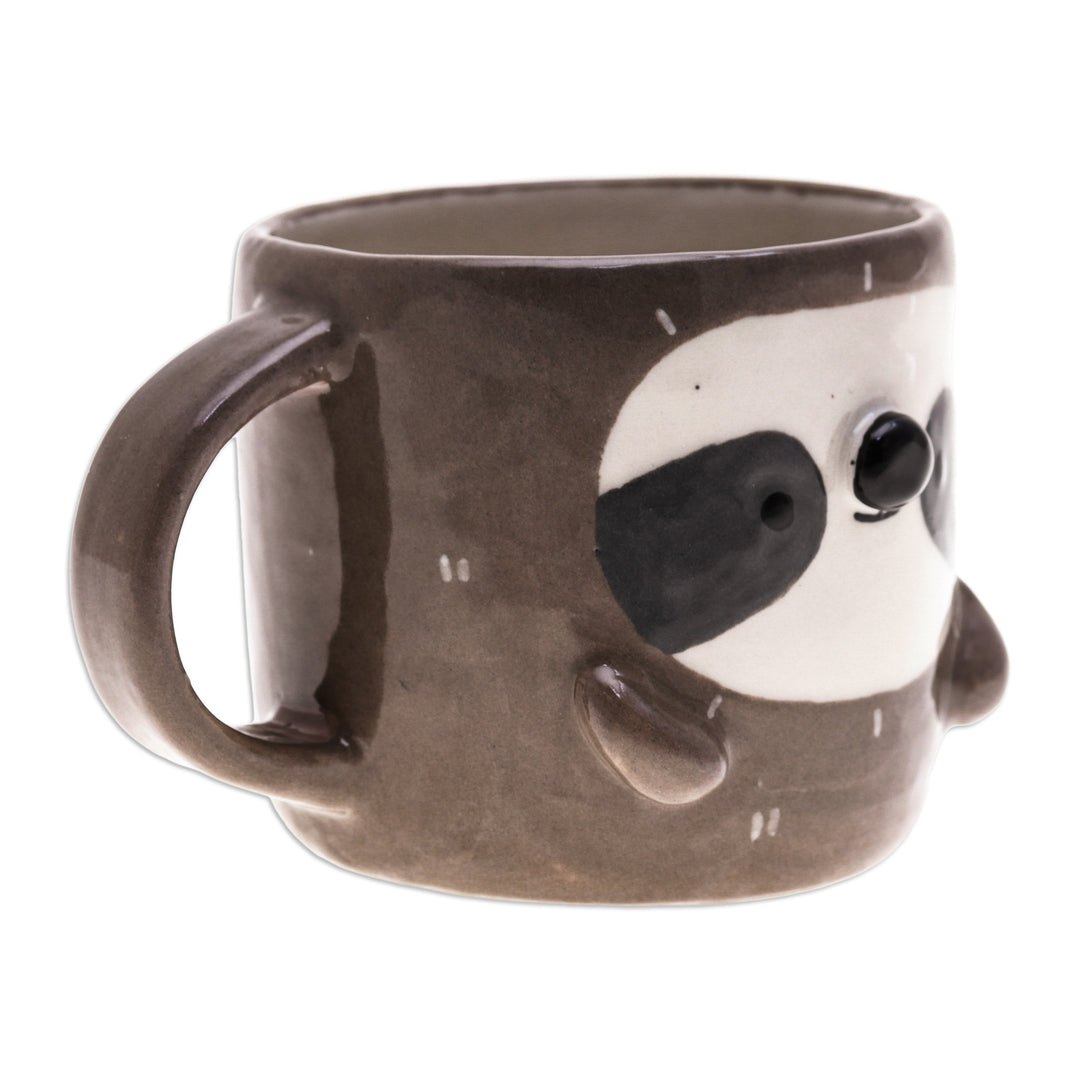 Handcrafted 9 oz Glossy-Finished Ceramic Sloth Mug - Sloth Morning