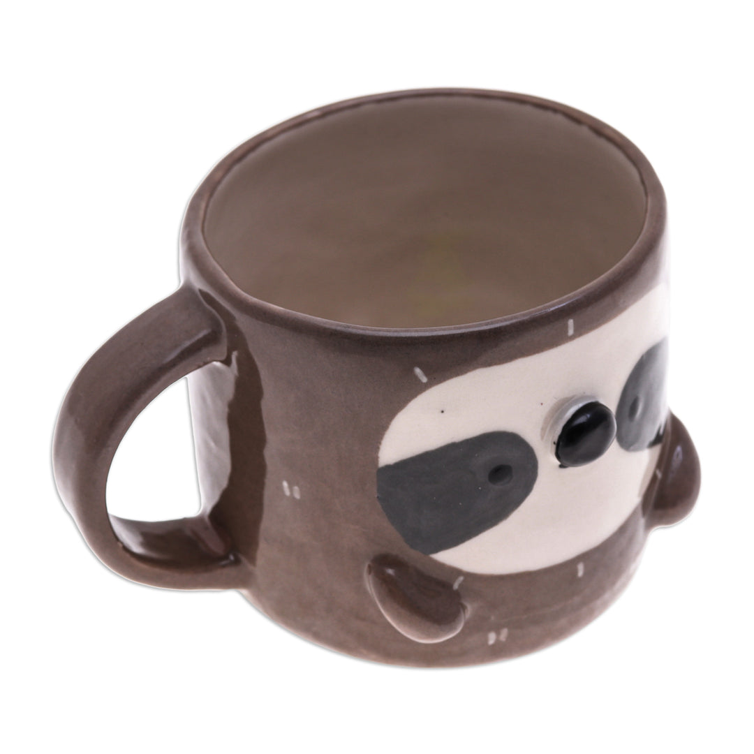 Handcrafted 9 oz Glossy-Finished Ceramic Sloth Mug - Sloth Morning