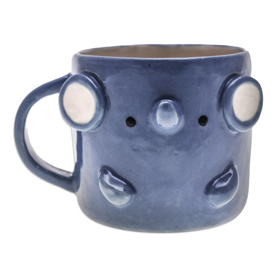 Handcrafted Glazed Ceramic Elephant Mug from Thailand - Elephant Morning