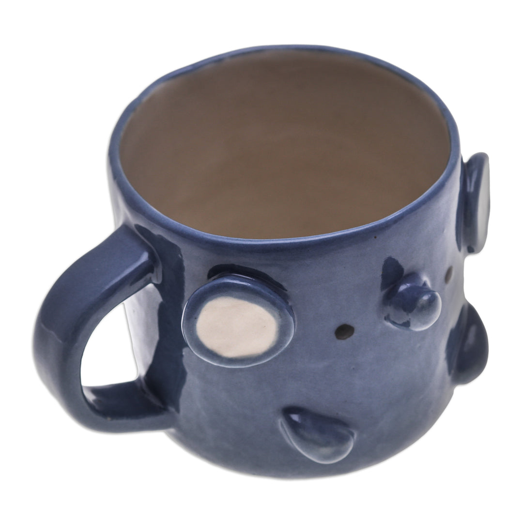 Handcrafted Glazed Ceramic Elephant Mug from Thailand - Elephant Morning