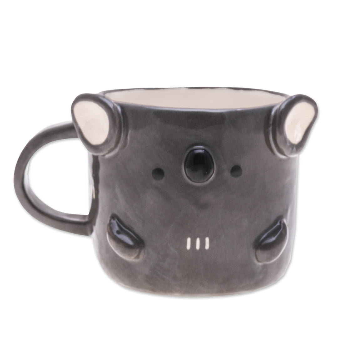 Whimsical Handcrafted Glossy-Finished Ceramic Koala Mug - Koala Morning