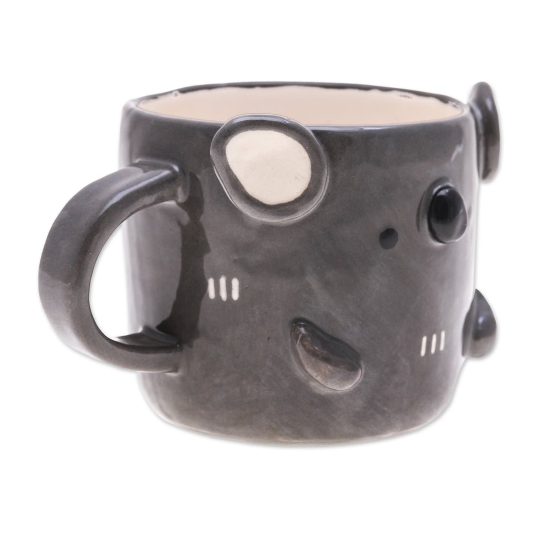 Whimsical Handcrafted Glossy-Finished Ceramic Koala Mug - Koala Morning