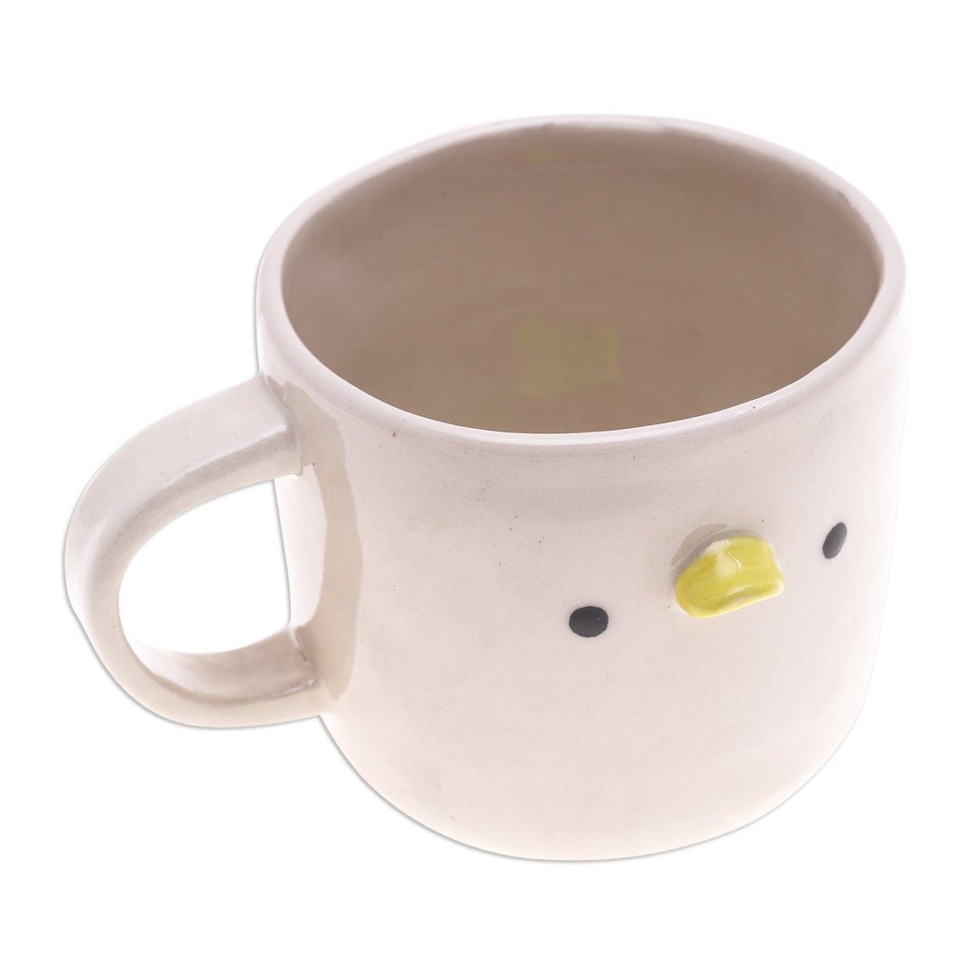 Whimsical Handcrafted Ceramic Duck Mug with Glossy Finish - Duck Morning