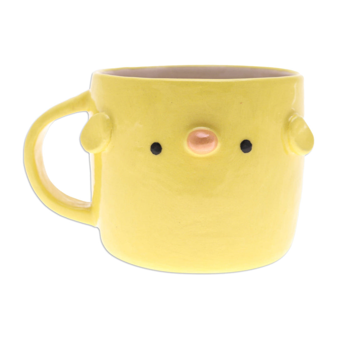 Fair Trade 9 oz Thai Ceramic Chick Mug with Glossy Finish - Chick Morning