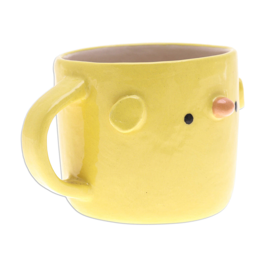 Fair Trade 9 oz Thai Ceramic Chick Mug with Glossy Finish - Chick Morning