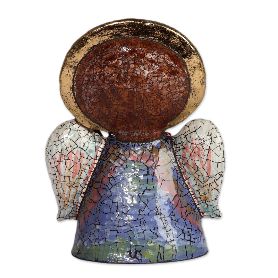 Traditional Armenian-Themed Angel and Bird Ceramic Sculpture - Angelic Chanter