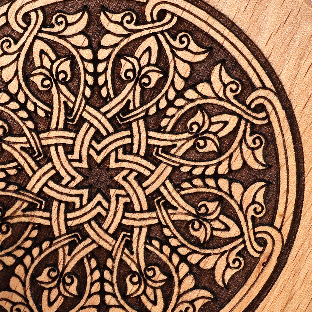 Pair of Pomegranate-Shaped Beechwood Coasters - Pomegranate Elixir