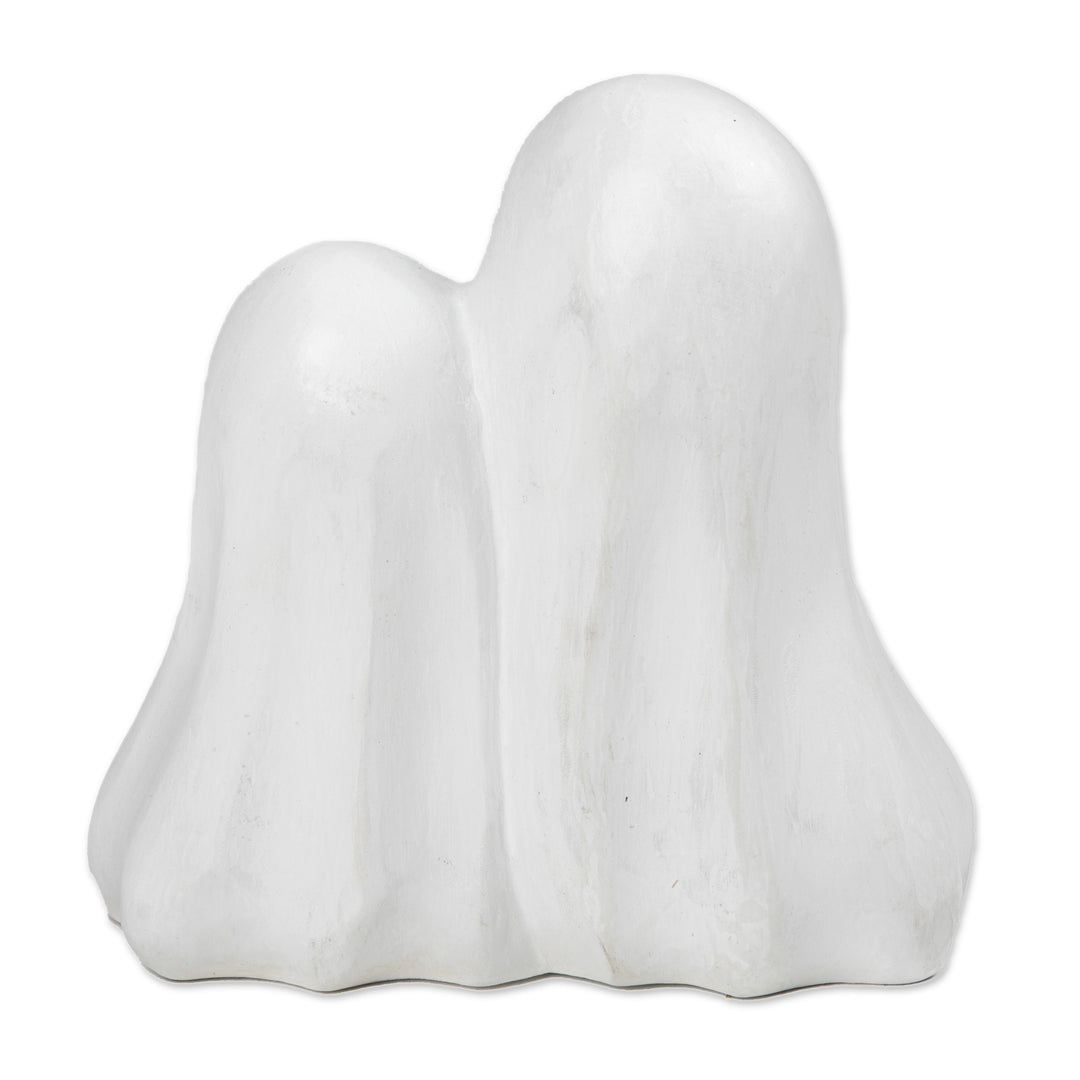 Halloween-Themed Hand-Painted Wood Sculpture of Two Ghosts - Twinning Ghosts