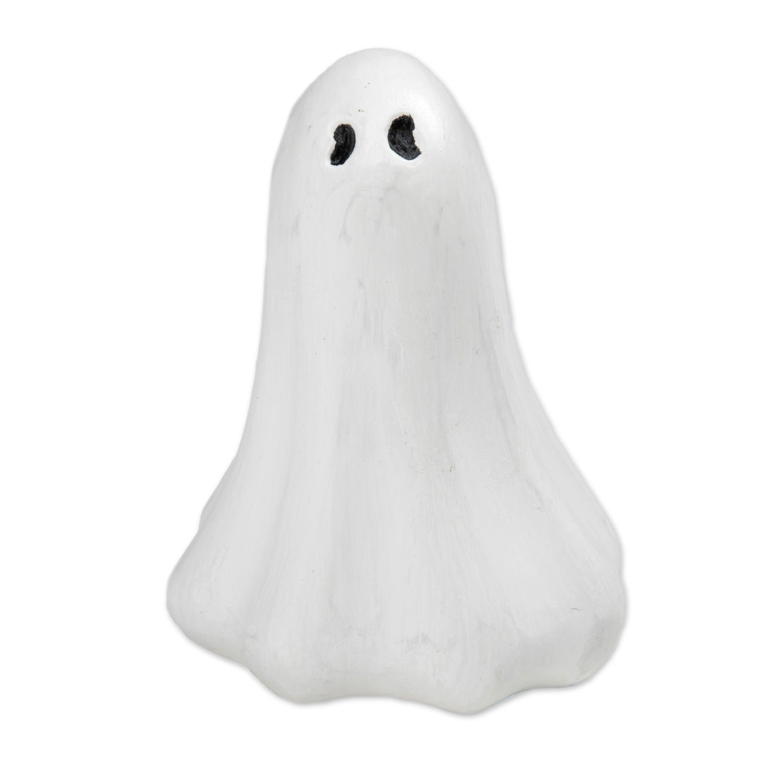 Halloween-Themed Distressed Wooden Ghost Sculpture - Lonely Ghost