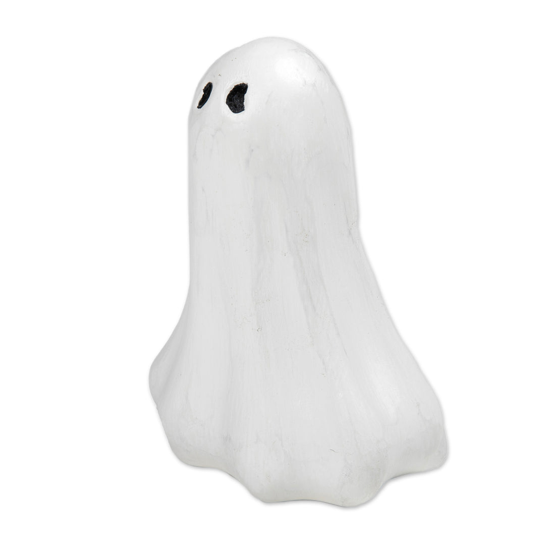 Halloween-Themed Distressed Wooden Ghost Sculpture - Lonely Ghost
