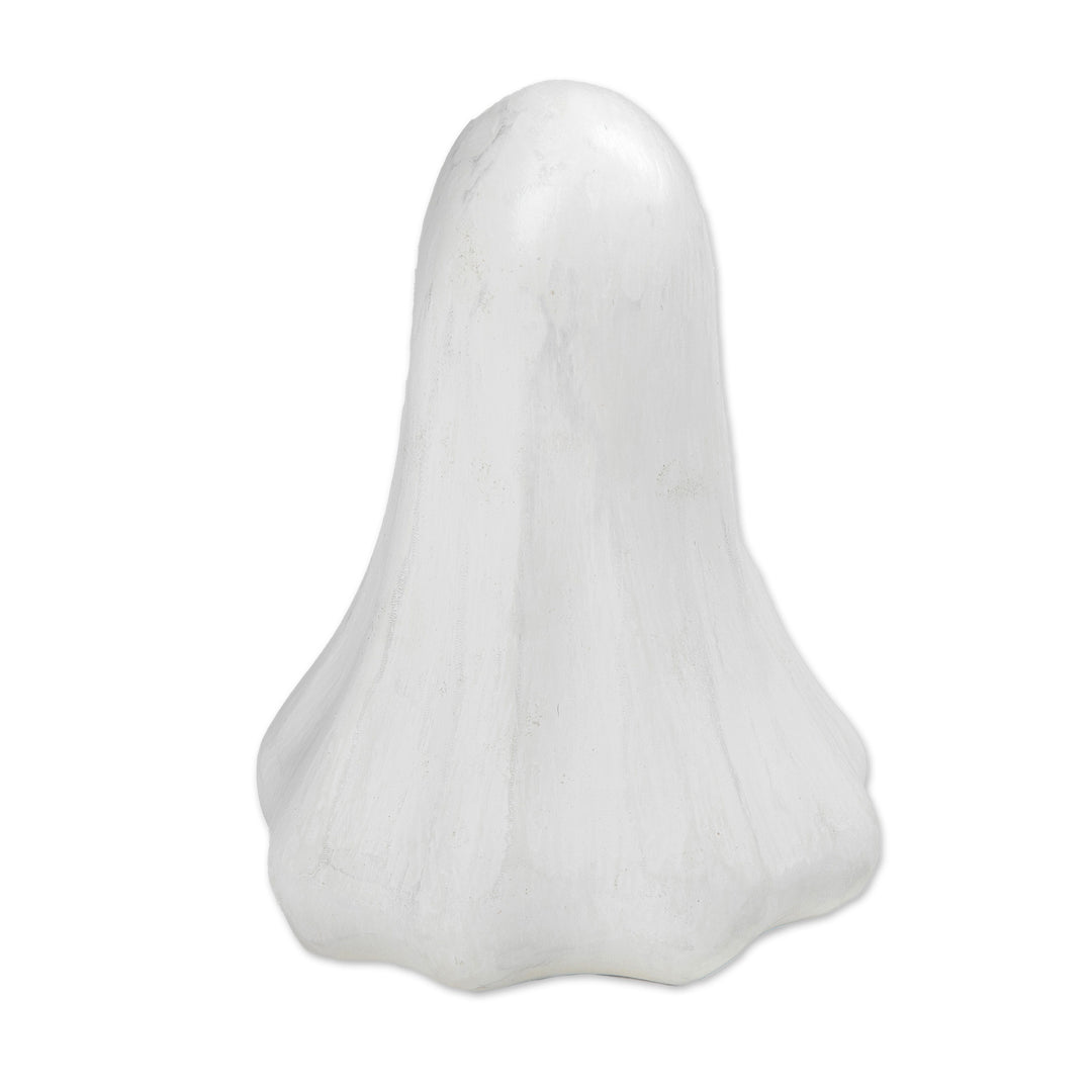 Halloween-Themed Distressed Wooden Ghost Sculpture - Lonely Ghost