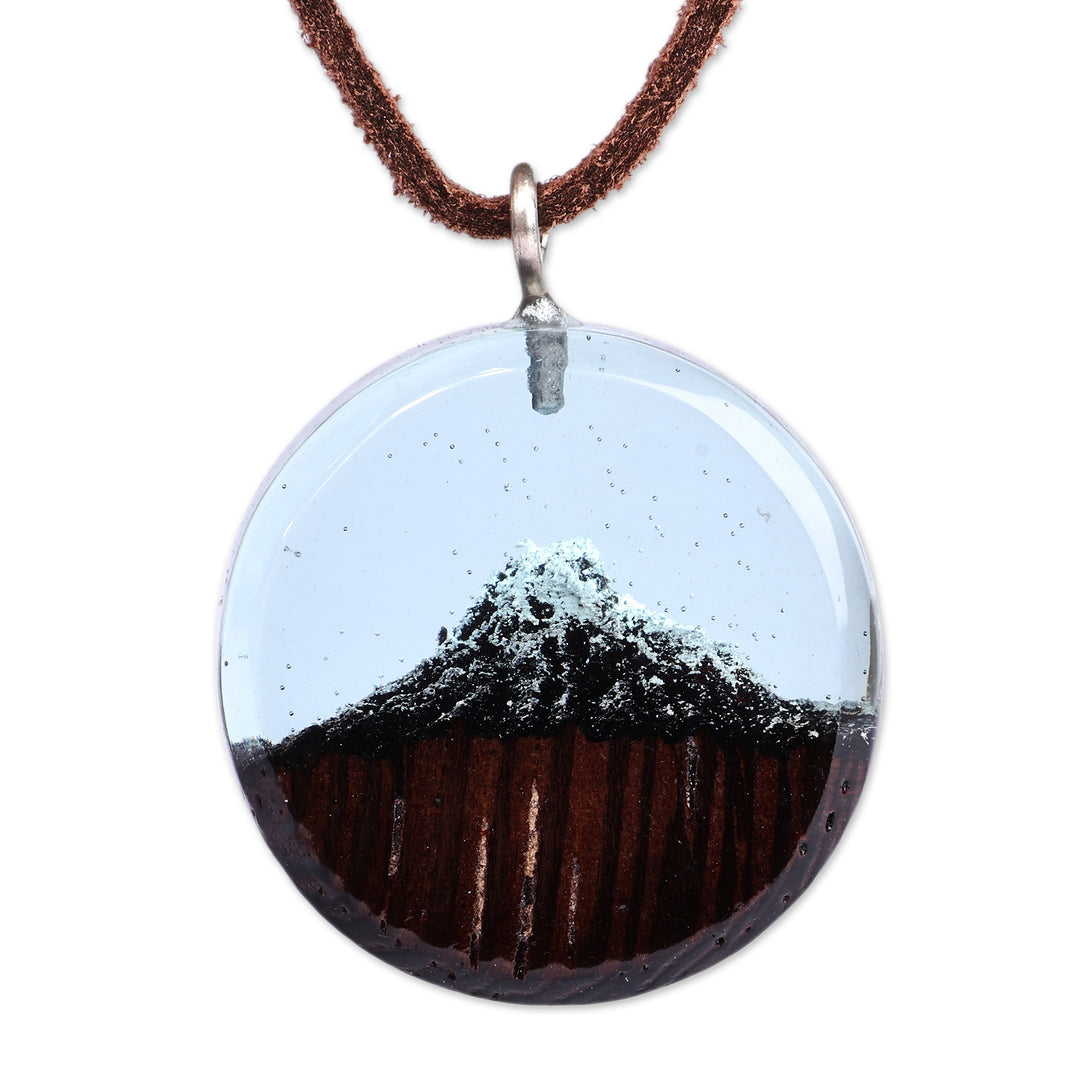 Mount Ararat-Themed Apricot Wood and Resin Pendant Necklace - Mount Ararat