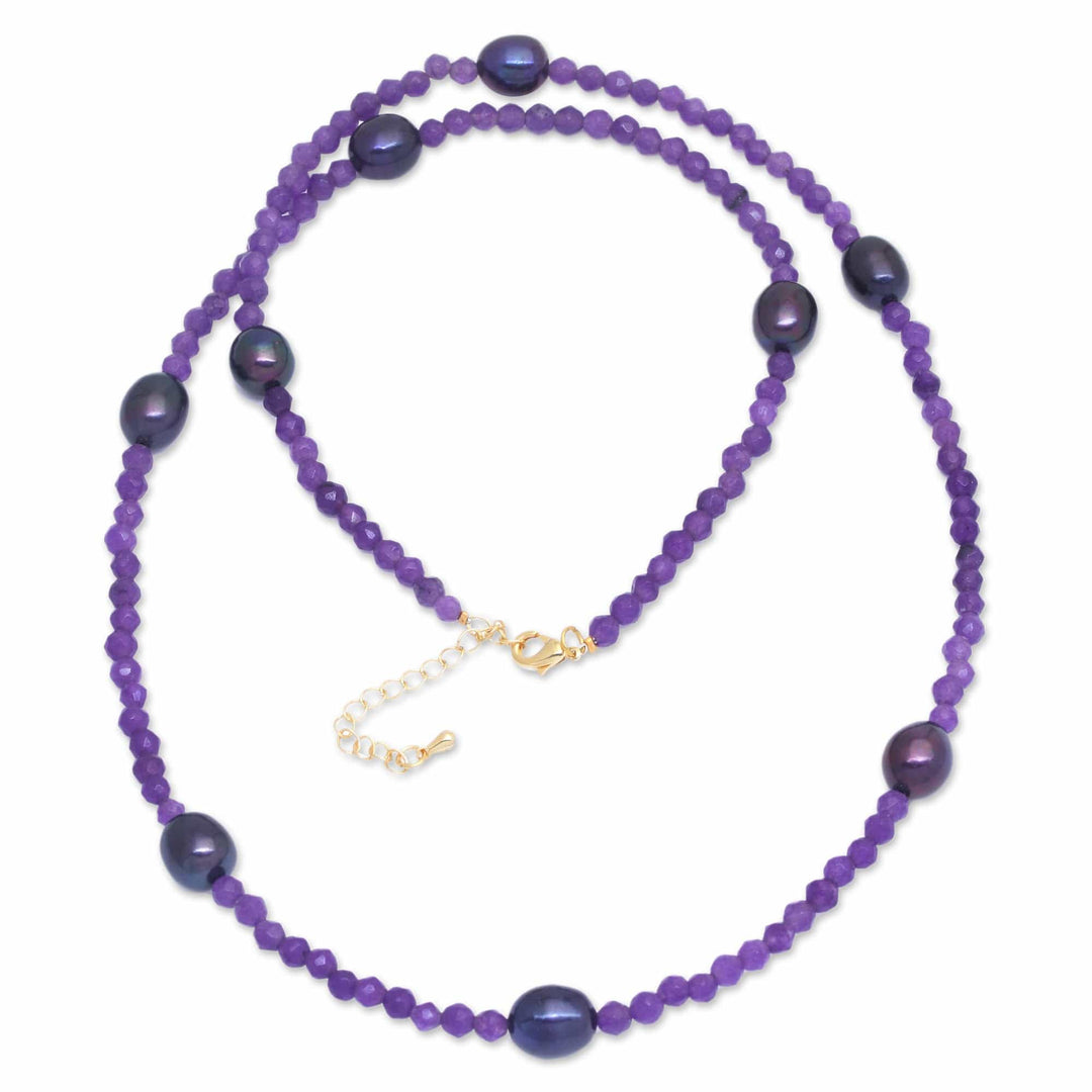 18k Gold-Accented Amethyst and Purple Pearl Beaded Necklace - Purple Sweets