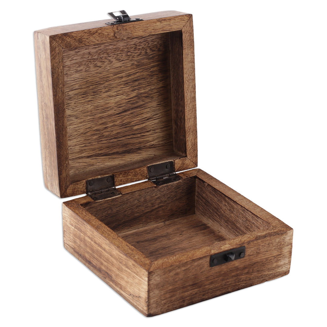 Tree of Life Mango Wood Decorative Box in a Burnt Finish - Petite Prosperity