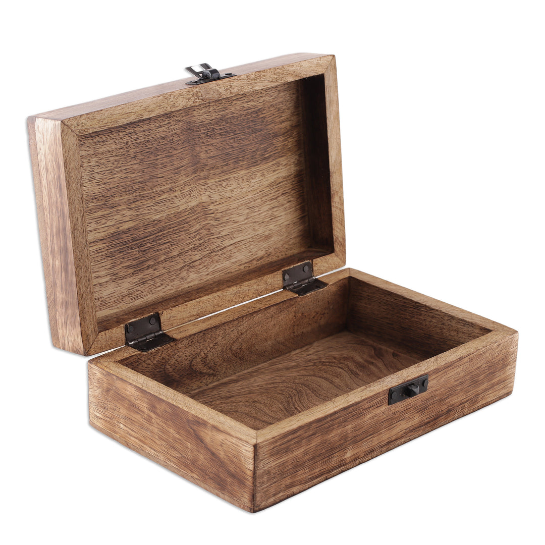 Jaali-Inspired Floral Rectangular Mango Wood Decorative Box - Floral Portal
