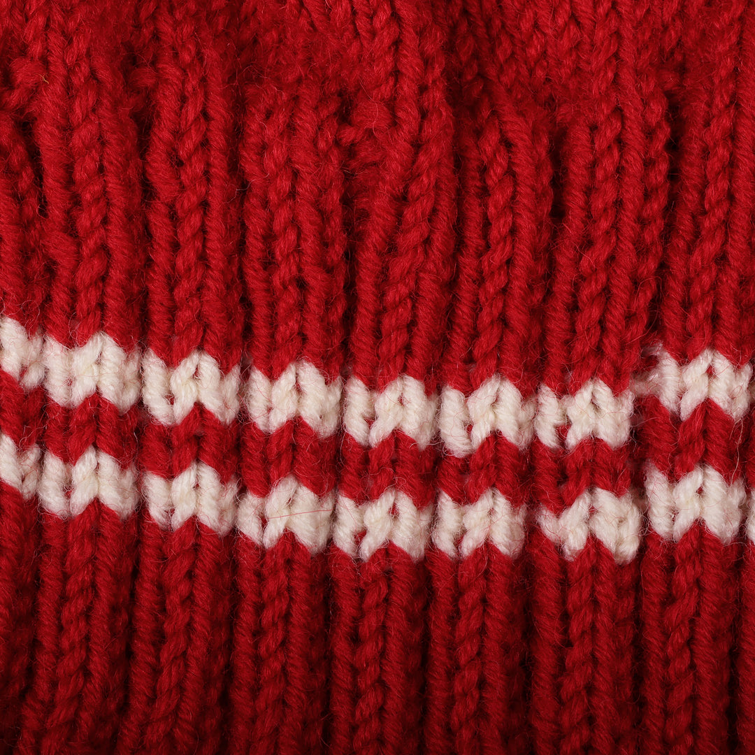 Artisan-Made Striped Red Acrylic and Wool Blend Knit Hat - Cozy Red