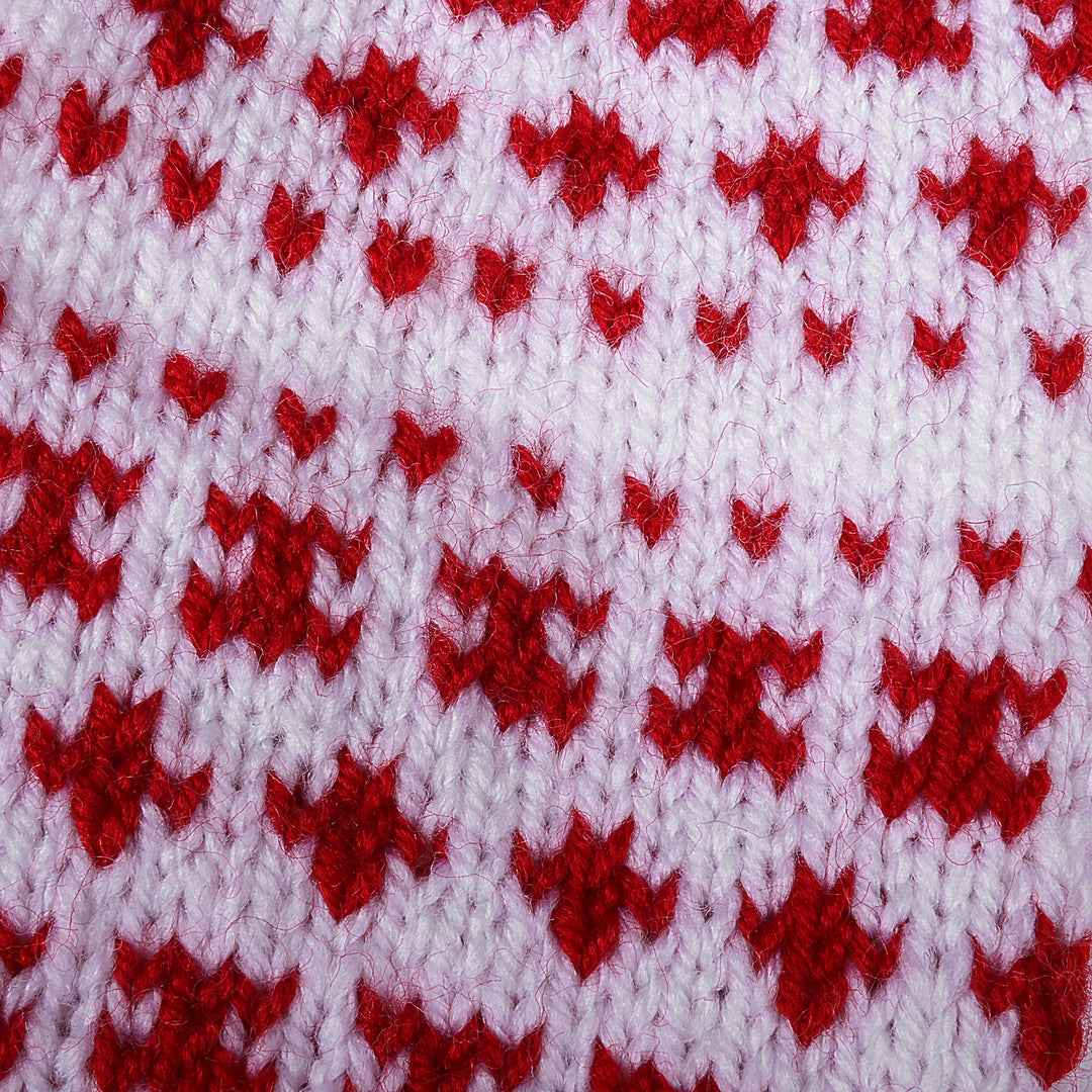 Handcrafted Wool Blend Knit Mittens in White and Red Hues - Winter Red