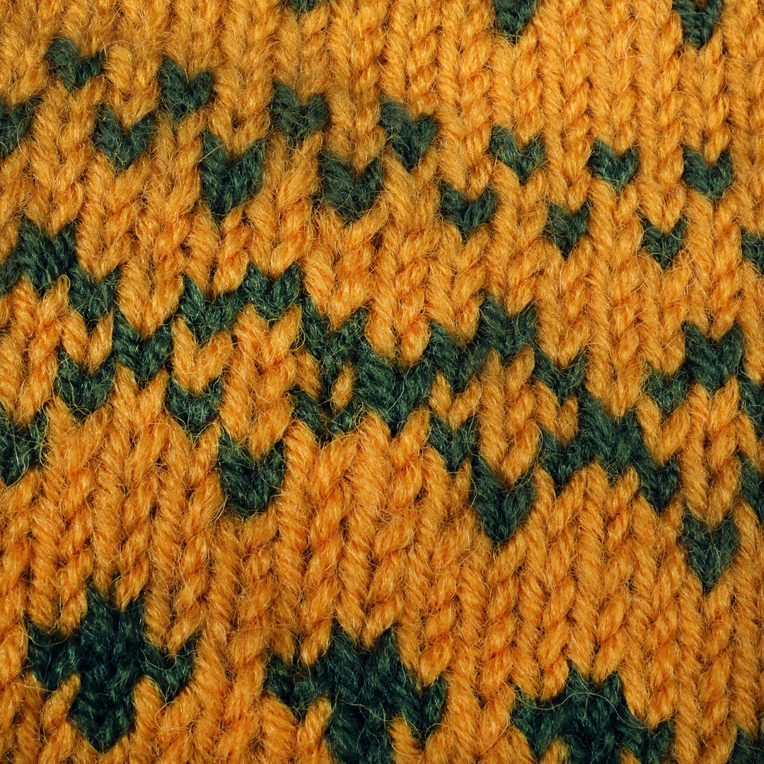 Armenian Marigold and Green Acrylic and Wool Knit Mittens - Marigold Winter