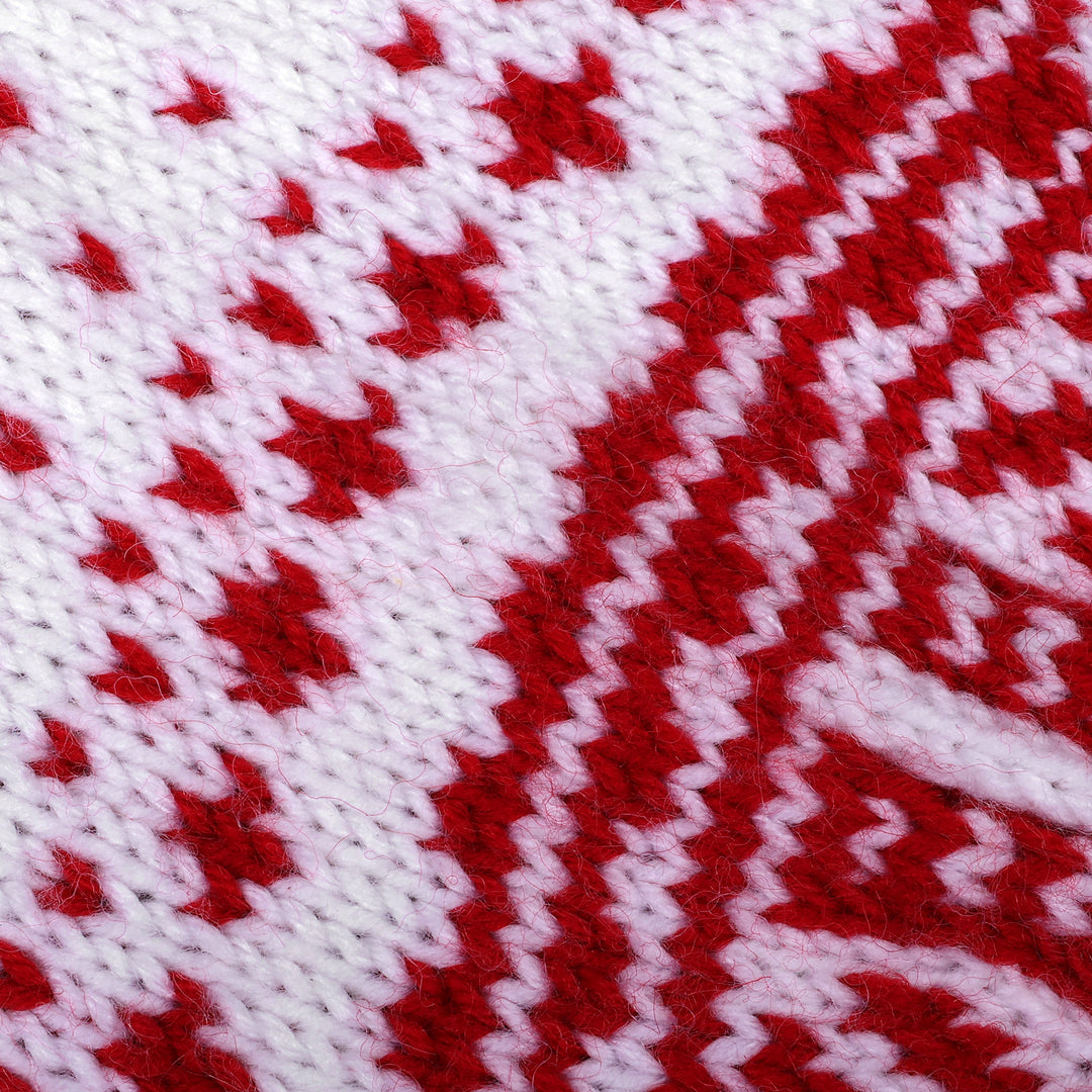 Handmade Wool Blend Knit Socks in White and Red Hues - Winter Red
