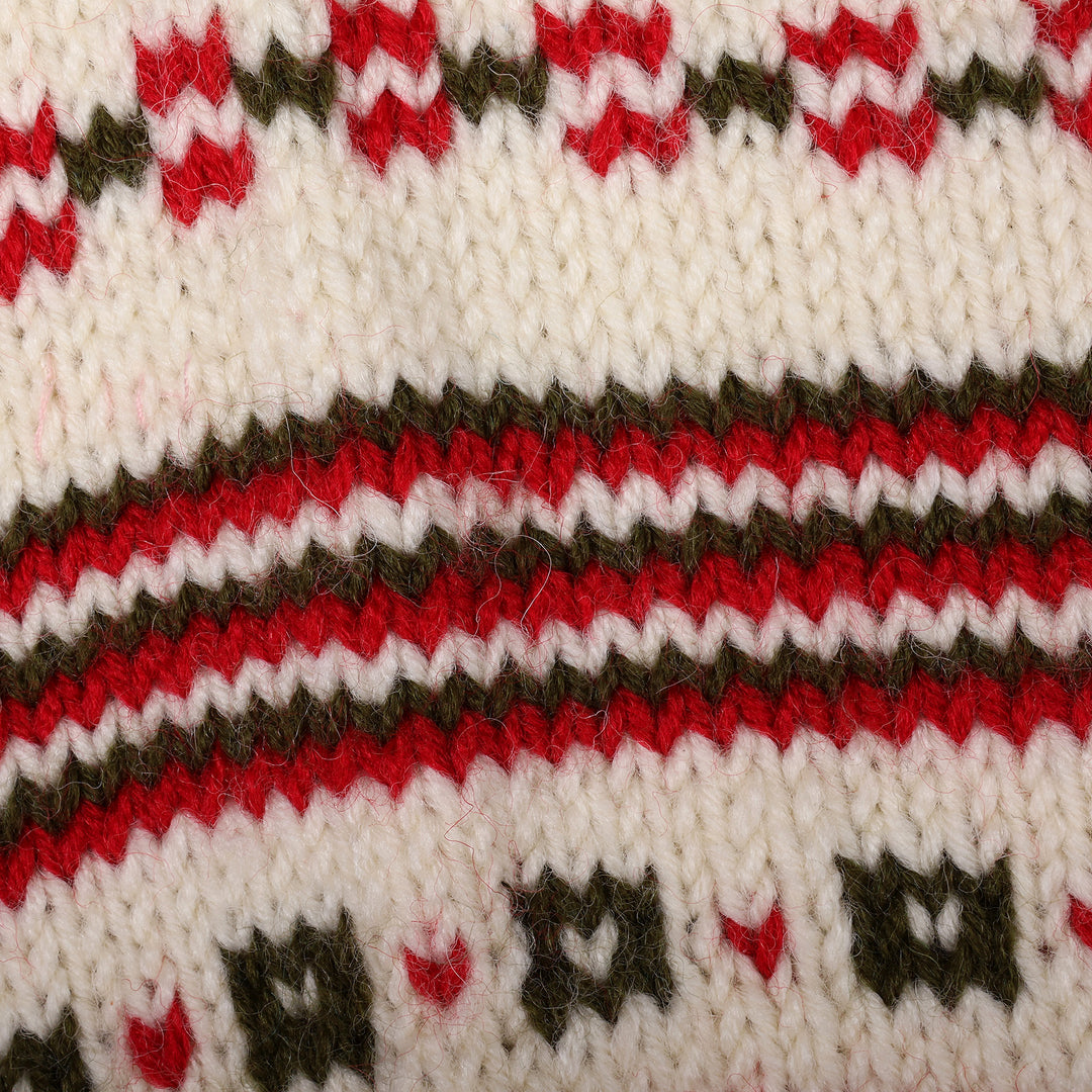 Red and White Acrylic and Wool Knit Socks Crafted in Armenia - Festive Walk