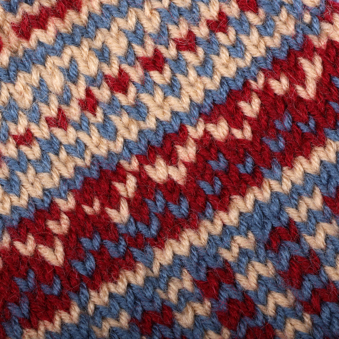 Armenian-Made Acrylic and Wool Knit Socks in Blue and Red - Winter Walk