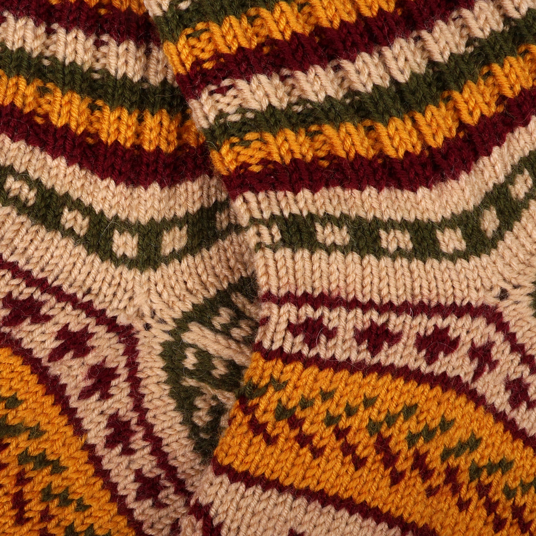 Yellow and Green Wool Blend Knit Socks Crafted in Armenia - Happy Walk