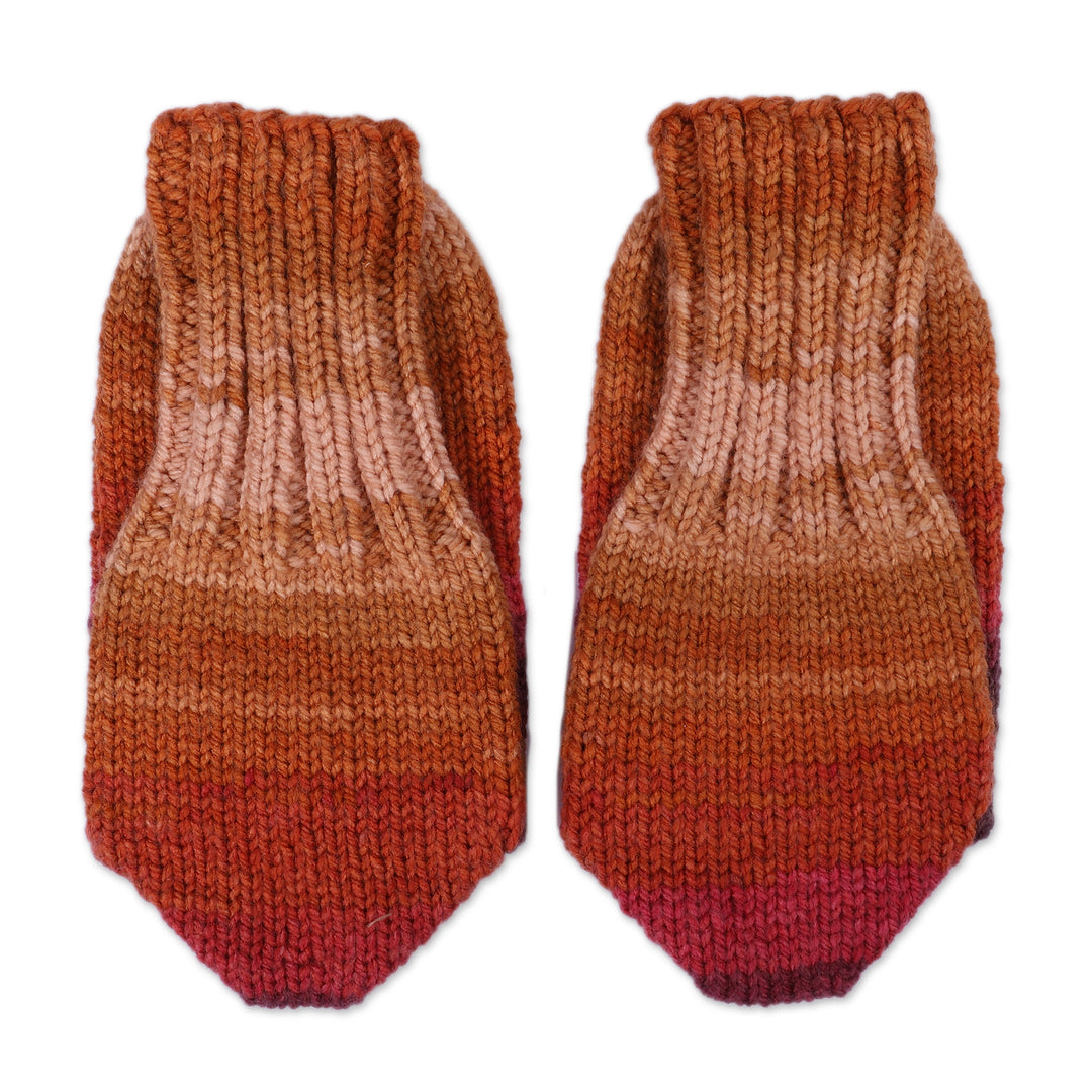 Handcrafted Brown and Purple Acrylic and Wool Knit Socks - Evening Vibes