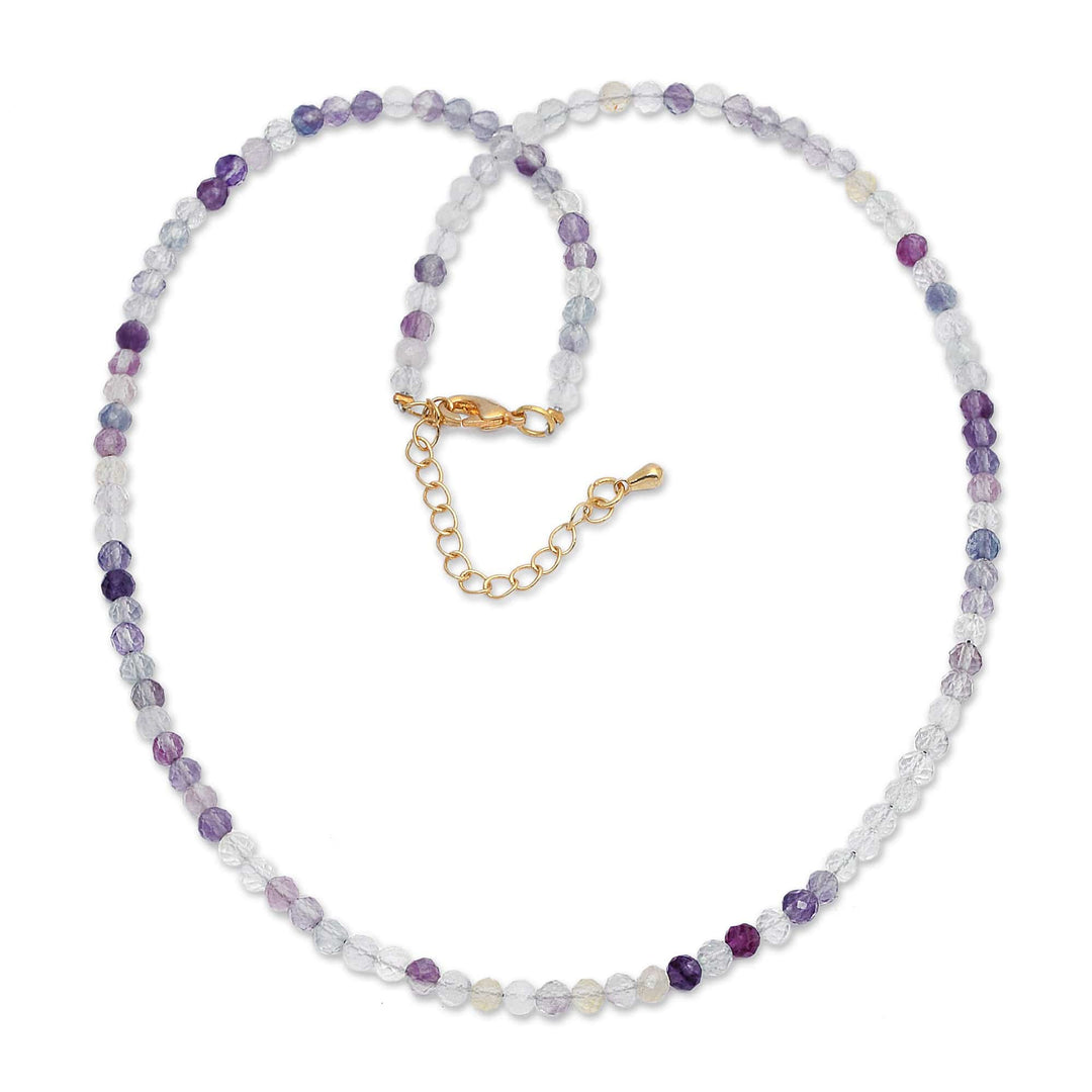 18k Gold-Accented Fluorite Beaded Necklace from Bali - Golden Felicity
